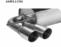 Rear silencer with double tailpipes 2 x  76 mm 