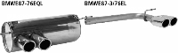 Rear silencer with double tailpipes LH 2 x  76 mm with inward curl, cut 20 with M-series rear valance