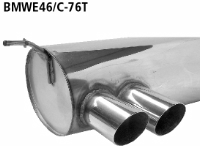 Rear silencer with double tailpipes LH 2 x  76 mm 20 cut