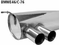 Rear silencer with double tailpipes LH 2 x  76 mm