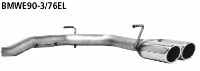 Rear pipe set with double tailpipes RH 2 x  76 mm with inward curl, 20 cut