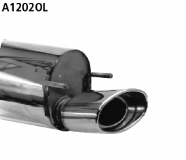Rear silencer with single tailpipe oval 153 x 95 mm Corsa