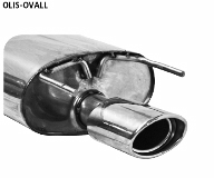 Endschalldmpfer mit Einfach-Endrohr Oval 120 x 80 mm LH