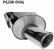 Rear silencer with single tailpipe oval 110 x 70 mm