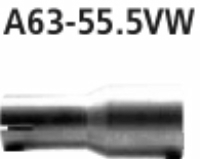 Adaptor complete system on catalytic converter or rear silencer on original system to  55.5 mm