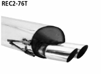 Rear silencer with double tailpipes 2 x  76 mm