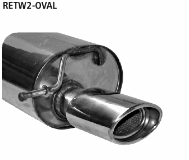 Rear silencer with single tailpipe oval 120 x 80 mm