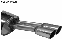 Rear silencer with double tailpipes 2 x  63 mm