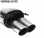 Rear silencer with double tailpipes 2 x  76 mm