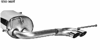 Rear silencer with double tailpipes 2 x  48 mm cut 48 