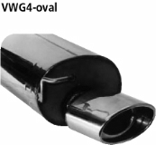 Rear silencer with single tailpipe oval 153 x 95 mm