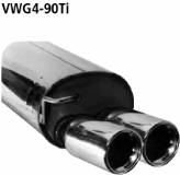 Rear silencer with double tailpipes 2 x  90 mm