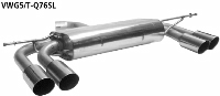 Rear silencer with double tailpipes 2 x  76 mm LH + RH cut 20 