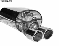 Rear silencer with double tailpipes 2 x  76 mm with inward curl, 20 cut