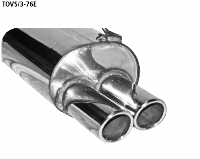 Rear silencer with double tailpipes 2 x  76 mm with inward curl, 20 cut