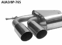 Rear silencer with double tailpipes 2 x  76 mm cut 20