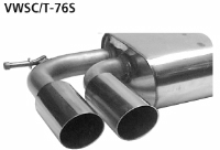 Rear silencer with double tailpipes LH 2 x  76 mm, cut 20