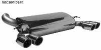 Rear silencer with double tailpipes LH + RH 2 x  76 mm with inward curl, cut 20 