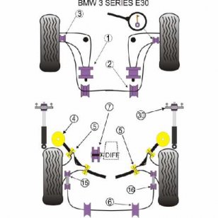 Powerflex Buchsen fr BMW E30 3 Series (1982 - 1991) Stabilisator hinten 16mm