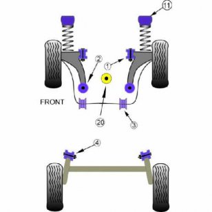 Powerflex Buchsen fr VW Polo 6R (2009-) Buchse Domlager zu vorderes Federbein